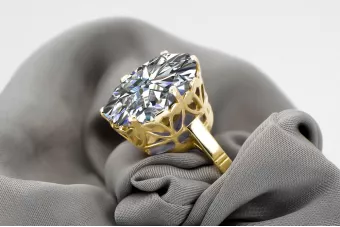 Циркон 14-кв Желтое золото Кольцо Винтаж vrc130y